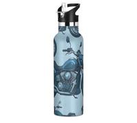 Cartoon Handsome Bouteille d'eau isotherme sans BPA avec poignée à double paroi isotherme pour eau, lait, jus, école, camping, sport Noir