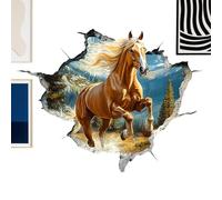 Cartoon Horse Wall Stickers - Removable Animal Decals, Self Adhesive Wallpaper, Playful Horse Hole Visual Illustration Display, Creative Vinyl Wall Art Decor for Kids Bedroom Nursery Bathroom Home