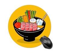 Cartoon Hotpot Doodle Tapis de souris rond à glissement lisse Tapis de souris de jeu extra densité portable confortable pour bureau, maison, bureau, 20 x 20 cm