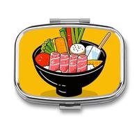 Cartoon Hotpot DoodlePill Organiseur avec miroir, pilulier de voyage en métal à 2 compartiments pour médicaments quotidiens, design compact et artistique pour sac à main, poche ou portefeuille