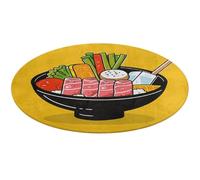 Cartoon Hotpot Tapis rond doux et absorbant antidérapant pour chambre à coucher, salon, décoration d'intérieur - 80 x 80 cm