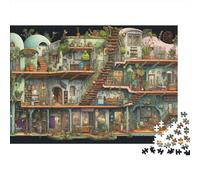 Cartoon House 1000 pièces Adultes Puzzles Amusants Jeu éducatif décoration Jouet Jeu intellectuel détente et Intelligence 1000 pièces (75x50 cm)