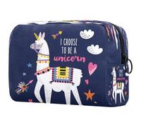 Cartoon I Choose to Be a Unicorn Heart Star Flèche Nuage Trousse à cosmétiques pour femme, trousse de toilette de voyage, grande pochette de maquillage pratique avec fermeture éclair, multicolore,