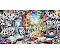 Cartoon-Image-Mixed-Graffiti Papier recyclé Puzzle pour Adultes 1000 pièces Jeu Familial Amusant & Stimulant Jeux éducatifs pour Adultes et Enfants de 12 Ans et Plus 38x52/1000 pièces