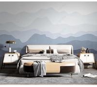 Cartoon Ink And White Clouds Mountain Peaks Papier Peint 3D Installation Facile Intissé Tapisserie Bureau Salon Canapé Chambre Décoration Murale-250cm×170cm