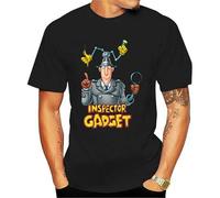 Cartoon Inspector Gadget V1 Serial TV 1982 T Shirt Tee Shirt O-Neck Tops Male Fashion for Men Short Homme Black 3XL