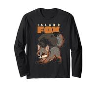 Cartoon Island Fox Race Animal Lover Cute Foxes Manche Longue