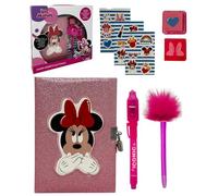 CARTOON Journal secret avec accessoires pour enfants 7 pièces journal pailleté avec cadenas stylos autocollants timbre (Minnie)