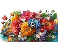 Cartoon-Ladybug-Holding-Heart-Among-Flowers Papier recyclé Puzzle 1000 pièces Idée Cadeau Parfaite Jeux éducatifs pour Femmes et Hommes Beau Puzzle de décoration 38x26/1000 pièces