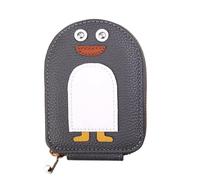 Cartoon Leather Wallet for Women Handheld Credit Card Bag Key Case Lovable Zipper Coin Purse Lady's Name Holder(Grey)