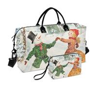 Cartoon Mignon Merry Christmas White Snowman Decorative Overnight Weekender Bags Sport Training Bag with Toiletry Bag for Workout 2 Pcs Set bolso de para Mujer