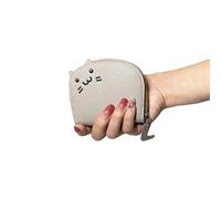 Cartoon Mini Card Wallet Solid Color PU Leather Coin Key Storage Bag Creative ID Holder Anti-degaussing Case(Khaki)