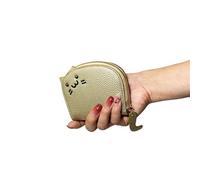 Cartoon Mini Card Wallet Solid Color PU Leather Coin Key Storage Bag Creative ID Holder Anti-degaussing Case(Gold)