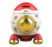 Cartoon Money Bank,Space Rocket Piggy Bank Money Bank Money Saving Jar Large Capacity Home Ornament Plastic Toy for Boys Girls Gift (Romantic Pink Gold)