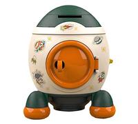 Cartoon Money Bank,Space Rocket Piggy Bank Money Bank Money Saving Jar Large Capacity Home Ornament Plastic Toy for Boys Girls Gift (Morandi Green)