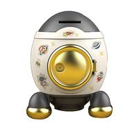 Cartoon Money Bank,Space Rocket Piggy Bank Money Bank Money Saving Jar Large Capacity Home Ornament Plastic Toy for Boys Girls Gift (Luxurious Grey Gold)