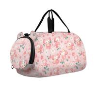Cartoon Monkey Peach Floral Gym Sac de sport avec compartiment à chaussures Sac de voyage multifonction pour voyage, natation, danse, ballet bolso para gym, Dessin animé singe pêche floral, Moderne