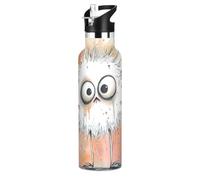 Cartoon Monster Bouteille d'eau légère en métal pour enfants avec couvercle à bec verseur anti-fuite à double paroi isolée sous vide pour la maison/bureau/voyage/sport/école