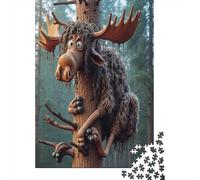 Cartoon Moose Tree Puzzle for Adults & Age 14 Up Whimsical Moose-Like Creature Fun Present & Activity for Home Gift 52x38cm 1000pcs