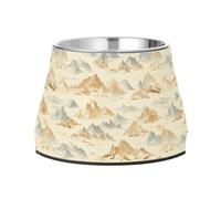 Cartoon Mountain Gamelle d'eau pour chien avec support en acier inoxydable pour petits chiens Blanc cassé