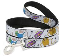 Cartoon Network Laisse pour chien Adventure Time Finn et Jake à bras longs Blanc 1,8 m de long 1,3 cm de large