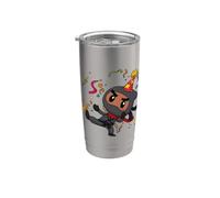 Cartoon Ninja Anniversaire Noir Anniversaire Ninja Gobelet isotherme en acier inoxydable double paroi