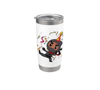 Cartoon Ninja Anniversaire Noir Anniversaire Ninja Gobelet isotherme en acier inoxydable double paroi
