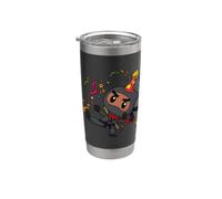 Cartoon Ninja Anniversaire Noir Anniversaire Ninja Gobelet isotherme en acier inoxydable double paroi