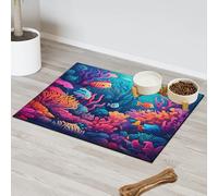 Cartoon Oceans Submarine World Tapis d'alimentation pour chat et chien Tapis d'alimentation pour animal domestique Tapis d'alimentation absorbant Nti-Slip Contain Spills Protège les sols Set de table