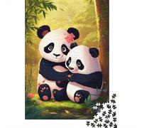 Cartoon Panda Puzzle 1000 Pièces Cadeau Unique Cute Animals Jeu Éducatif Défi Jouet À De Qualité Supérieure Peinture Art pour Adultes Et Enfants 1000pcs (75x50cm)