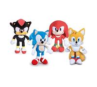 CARTOON Peluche Sonic et Amis, Knuckles, Tails, Shadow, Sonic, Bonhomme 30 cm, 4 personnages, assorti