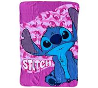 CARTOON Plaid enfant Disney Stitch rose 100 x 140 cm couverture souple en polaire 100 % polyester 220 GSM chaud et léger idéal pour chambre ou canapé