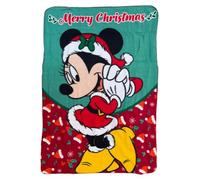 CARTOON Plaid enfant Minnie Disney thème Noël 100 x 140 cm couverture souple en polaire 100 % polyester 220 GSM chaud et léger idéal pour chambre ou canapé