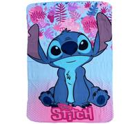 CARTOON Plaid enfant Stitch Disney 100 x 140 cm Couverture souple en polaire 100 % polyester 220 GSM chaud et léger idéal pour chambre ou canapé