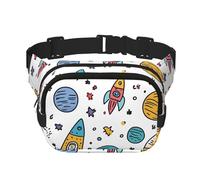 Cartoon Planet Sac banane double couche pour homme et femme Sac banane réglable pour voyage, randonnée, course à pied, cyclisme, festival