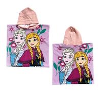 CARTOON Poncho de Bain Fille La Reine des Neiges 50x100cm Microfibre 100% Polyester Séchage Rapide Poncho à Capuche Elsa et Anna Idée Cadeau Disney