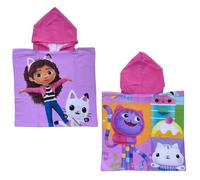 CARTOON Poncho de bain pour enfant en microfibre de polyester, taille 50 x 100 cm, plage piscine, Gabby's Dollhouse, taille unique