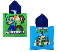 CARTOON Poncho de bain pour enfant en microfibre de polyester, taille 50 x 100 cm, plage piscine, Minecraft, taille unique