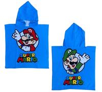 CARTOON Poncho de bain pour enfant en microfibre de polyester, taille 50 x 100 cm, plage piscine, Super Mario et Luigi, taille unique