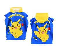 CARTOON Poncho de plage pour enfants Pokémon Pikachu Peignoir à capuche en microfibre 110 x 55 cm, séchage rapide, 240 g/m², piscine parfaite et plage, design Poké Ball