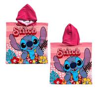 CARTOON Poncho Fille Stitch 50x100cm Peignoir Microfibre 100% Polyester Séchage Rapide Poncho à Capuche Rose Tropical Disney Idée Cadeau