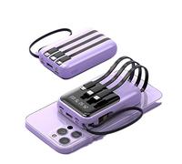 Cartoon Power Bank 10000 MAh Portable Creative est livré avec Une Banque d’Alimentation partagée à Quatre Fils (Couleur : Violet, Taille : 8000mAh)