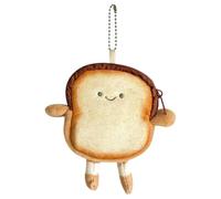 Cartoon Purse - Cute Pouch Keychain, Plush Toast Wallet with Metal Clasp, Soft Polyester Fabric, Secure Zipper Closure, for Earphone Key Small Item Women Girlfriend Daily Accessory