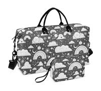 Cartoon Rainbow Noir et Blanc Décoratif Carry On Personal Item Bag Gym Sports Duffel Bags with Adjustable Strap for Travel Multifonctionnel bolso de para Mujer Avion