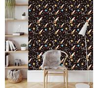 Cartoon Razzo Papier Adhesif Meuble Mat Papier Peint Mural Film Pianeta Cielo Stellato Autocollant Wallpaper Rouleau Impermeable Stickers Collant Décoration pour Cuisine Tables Armoires Mur 0.4X5 M