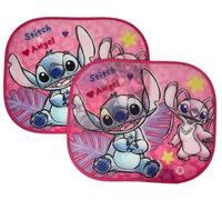 CARTOON Rideau pare-soleil latéraux Stitch et Angel rose Disney pour enfants paire de rideaux de voiture 44 x 33 cm protection UV