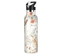 Cartoon Rock Deer Bouteille d'eau isotherme étanche et sans BPA avec couvercle à bec verseur anti-fuite, isolation sous vide à double paroi, pour voyage, camping, sport