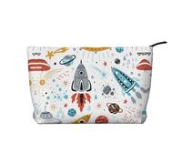 Cartoon Rockets Trousse de maquillage en velours côtelé Organiseur Trousse de toilette Noir Taille unique, Noir, One Size