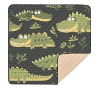 Cartoon Safari Crocodiles_3 Grand tapis de jeu élégant pour intérieur et extérieur léger pour bébé et nourrisson, 127 x 127 cm