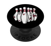 Cartoon Scared Bowling Pins - Funny Sport Bowler Tee PopSockets PopGrip Adhésif
